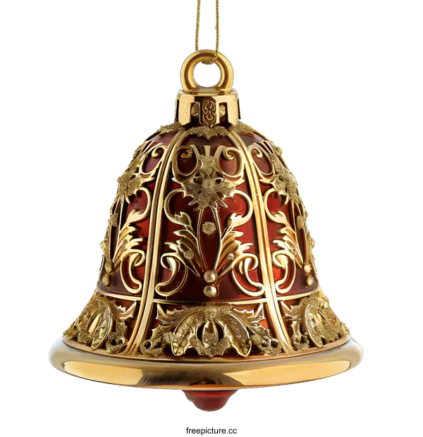 [Transparent Background PNG]Red And Gold Christmas Ornament Bell