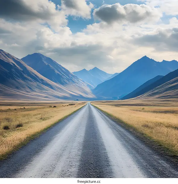 Empty Road Through Mountain Valley
