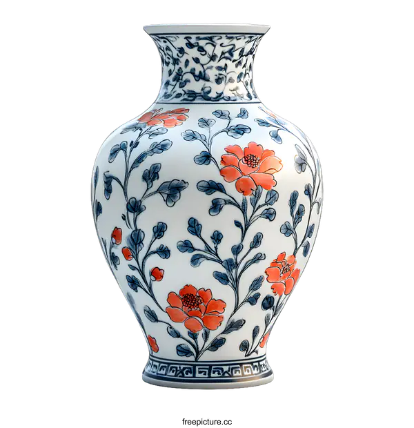 [Transparent Background PNG]Chinese Porcelain Vase with Floral Design