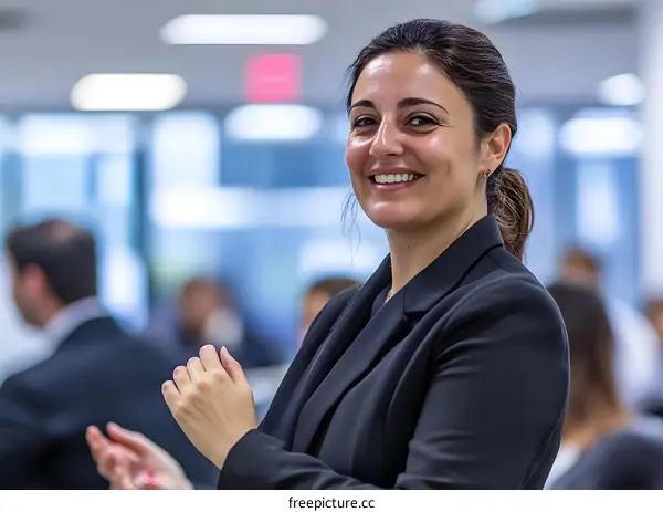 Smiling Businesswoman in Meeting