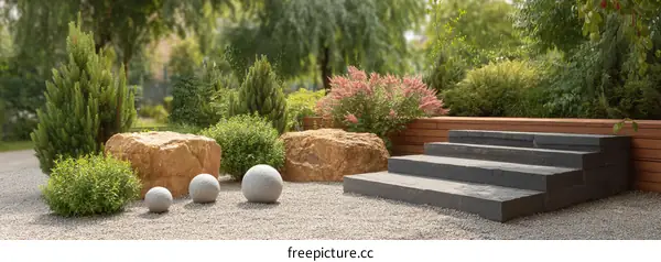 Modern Garden Design with Stone Steps