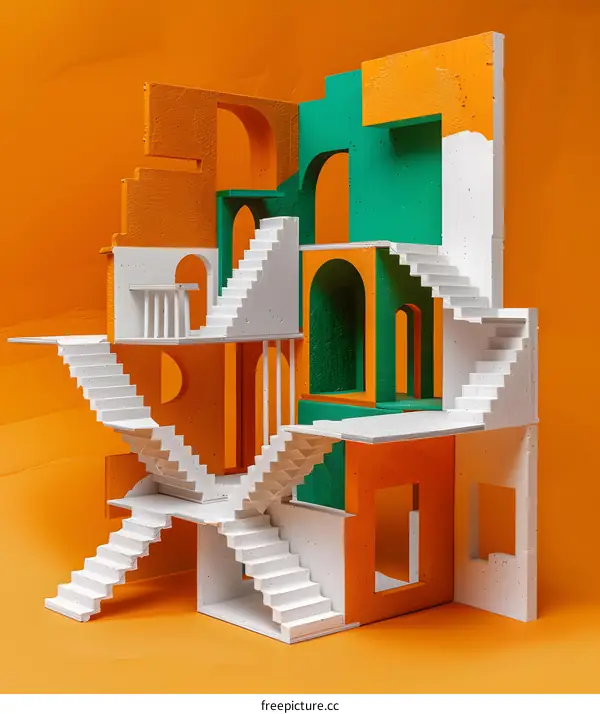 Abstract Architecture Building Blocks with Stairways