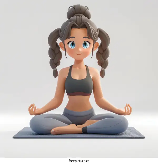 Young Woman Practicing Yoga in 3D Illustration