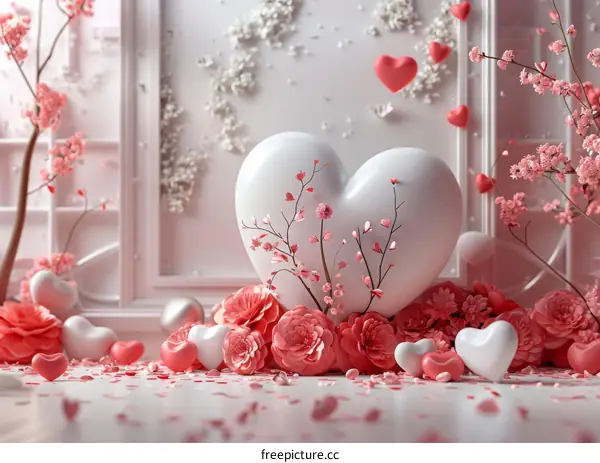 Romantic Valentines Day Heart Decor Illustration