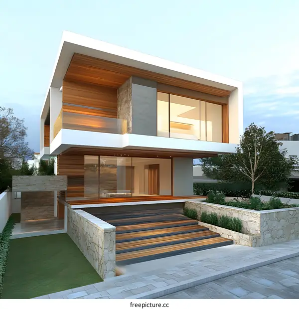 Modern Minimalist Two Story Home Exterior Design
