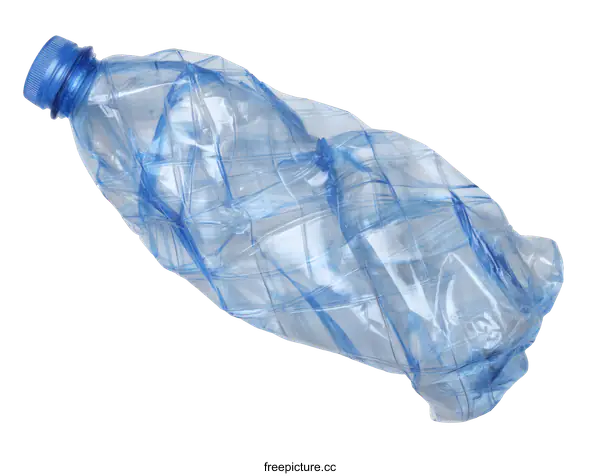 [Transparent Background PNG]Crushed Plastic Water Bottle on White Background