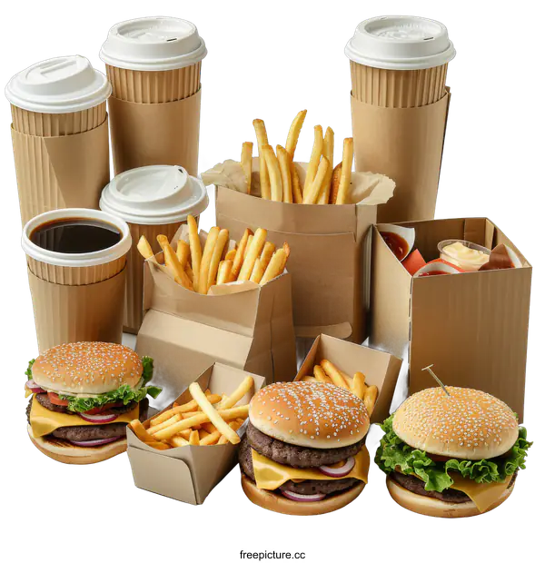 [Transparent Background PNG]Fast Food Feast on transparent background