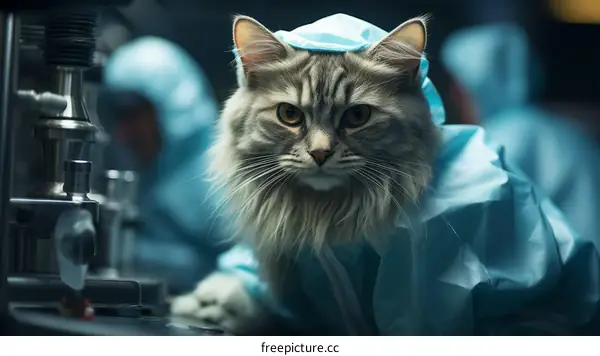 Curious Cat Scientist in a Lab