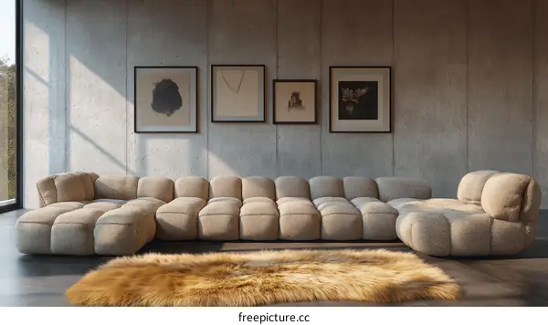 Modern Sectional Sofa in Concrete Interior Design