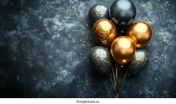 Black and Gold Balloons Festive Decoration