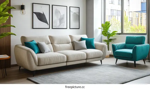 Modern Living Room Sofa and Armchair Set