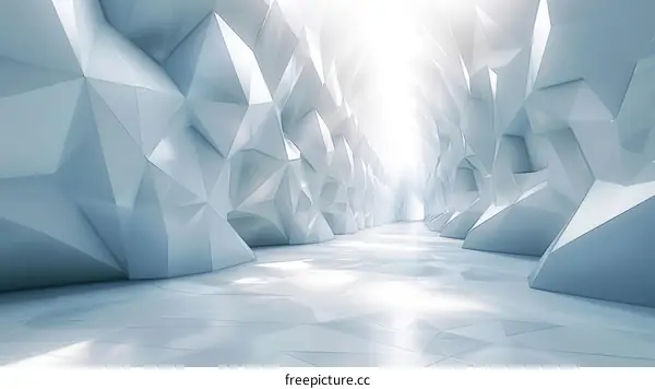 Futuristic Ice Cave Corridor With Light