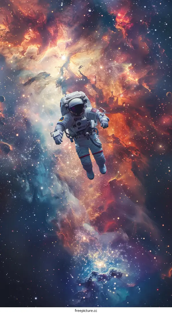 Astronaut floating in the vastness of space