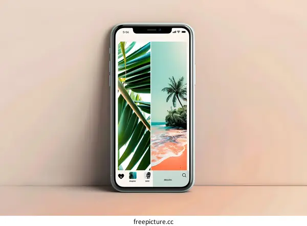 Smartphone Displaying Tropical Beach Photos
