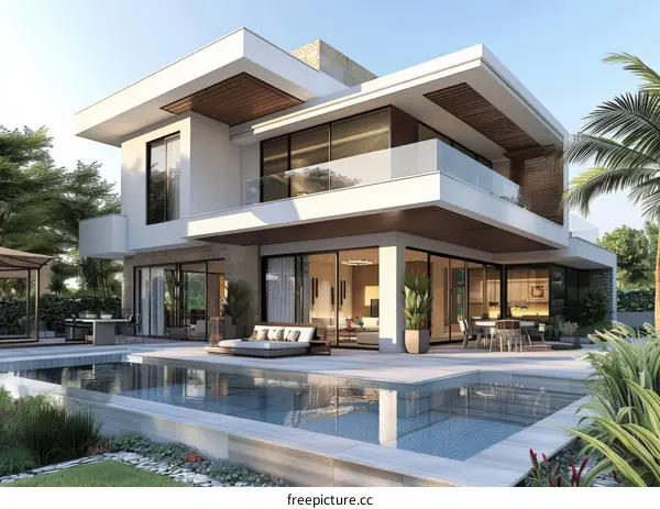 Modern Villa Exterior with Swimming Pool