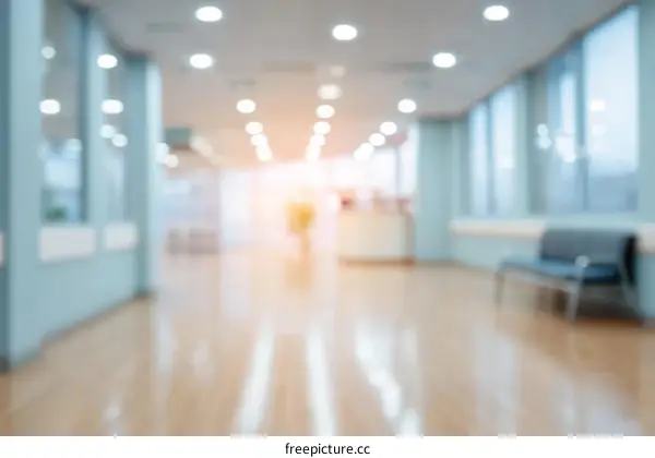 Blurred Hospital Corridor Interior View