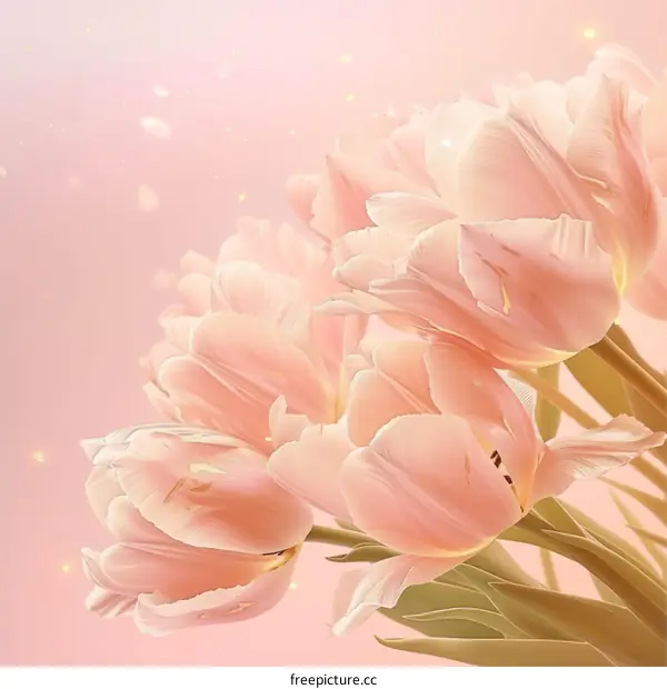 Pink tulips on a pink background