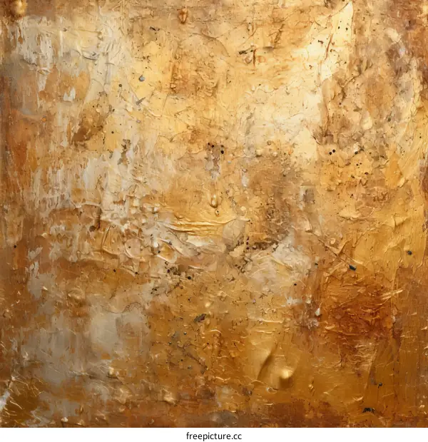 Abstract Golden Painting with Textured Brushstrokes