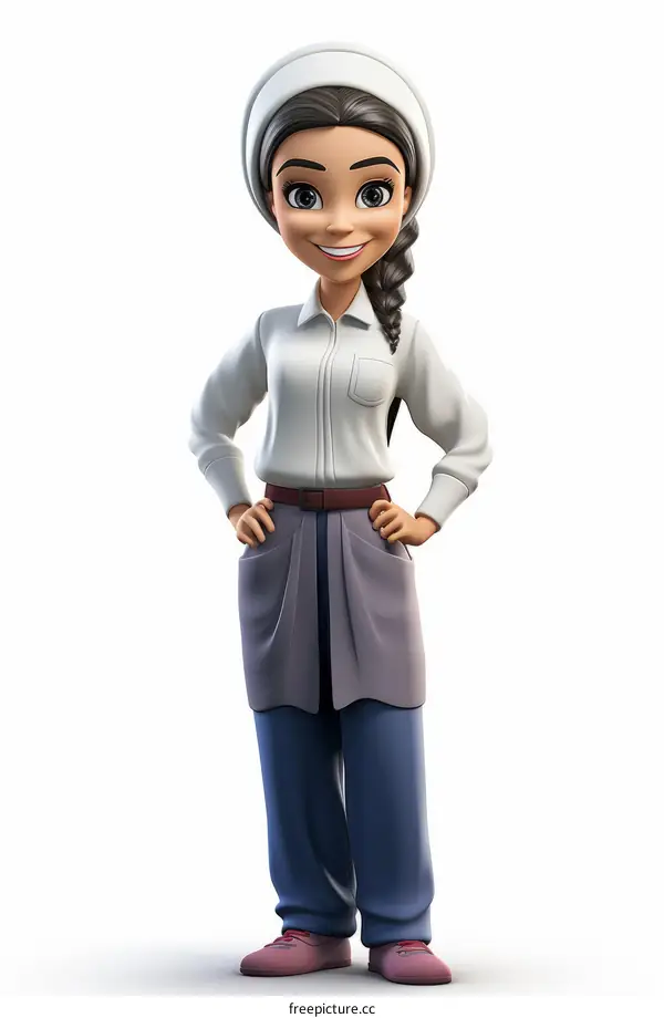 3D Illustration of a Young Woman Wearing a Hijab