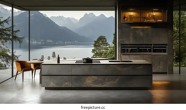 Modern Kitchen with Panoramic Mountain View