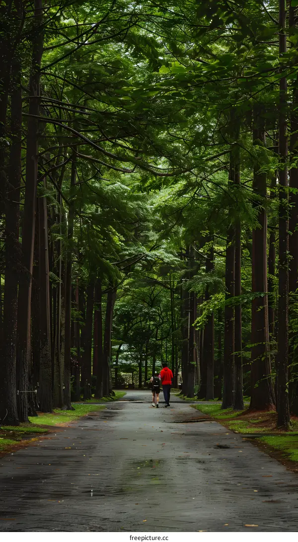 Couple Walking Through a Forest Path