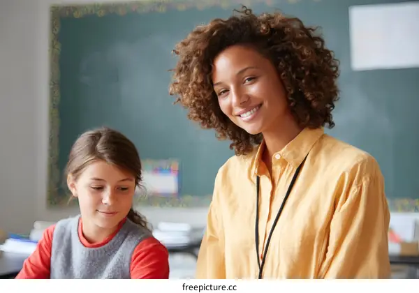 Teacher and Student in Classroom