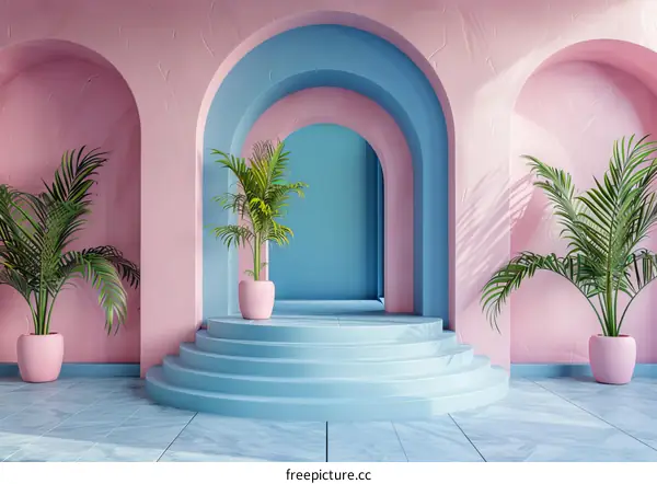 Pastel Archway Interior Design Illustration