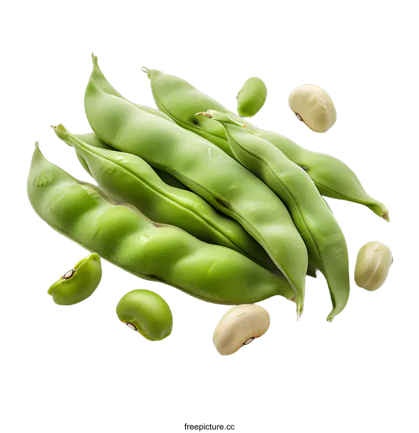[Transparent Background PNG]Green beans and lima beans on white background