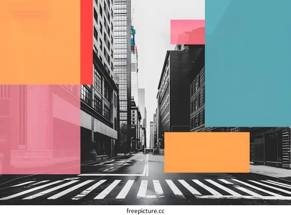 Urban Cityscape With Abstract Shapes Design