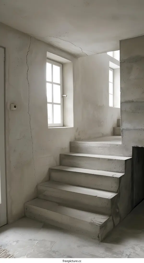 Concrete Stairs With Window in Interior Design