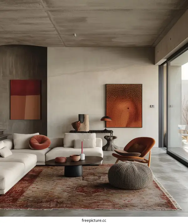 Modern Living Room with Abstract Art and Stylish Furniture