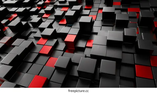 Black and red 3D cubes background