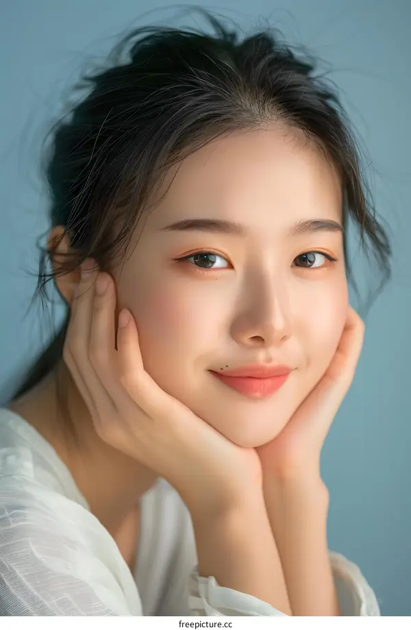 Portrait of a Young Asian Woman with a Gentle Smile