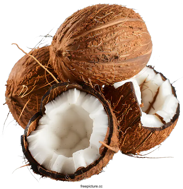 [Transparent Background PNG]Fresh coconuts on white background