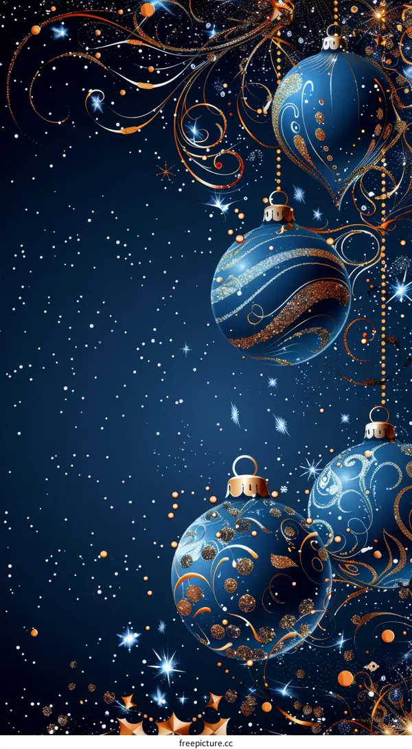 Christmas Decorations with Blue and Gold