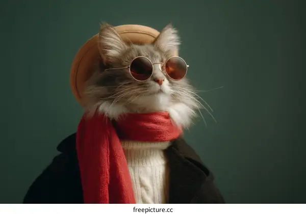 Stylish Cat in Vintage Outfit
