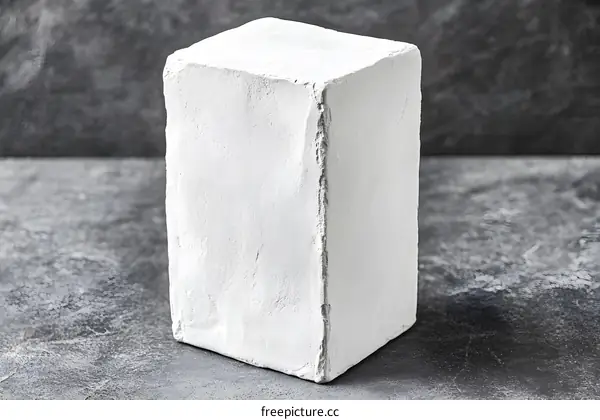 White Concrete Block On Grey Background