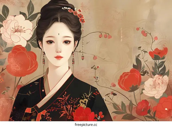 Portrait of a young woman in traditional Chinese clothing