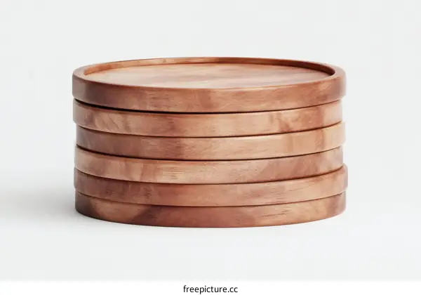 Stacked Wooden Round Coasters