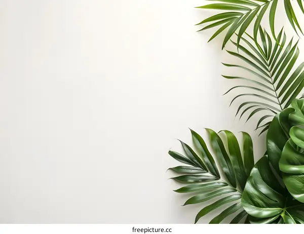 Green Leaves Background with White Space