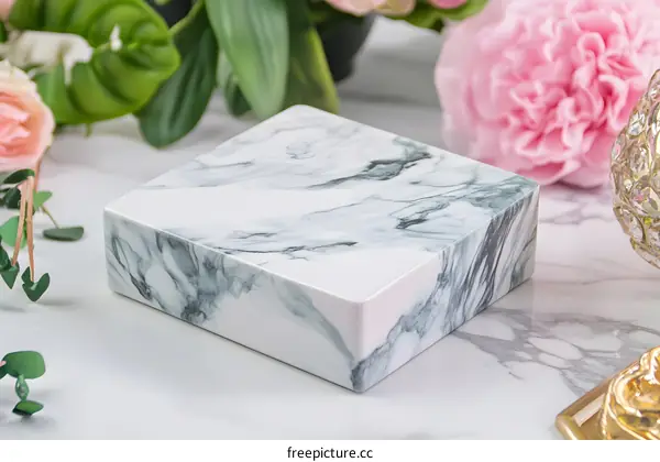 Square Marble Pedestal with White Background