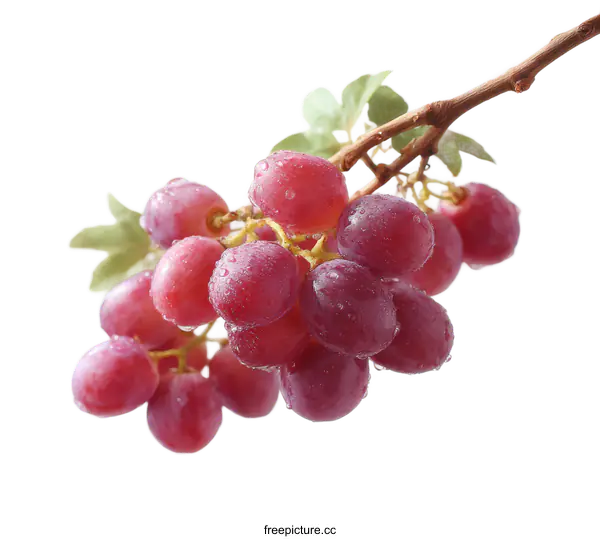 [Transparent Background PNG]Close-up of Fresh Red Grapes with Water Drops