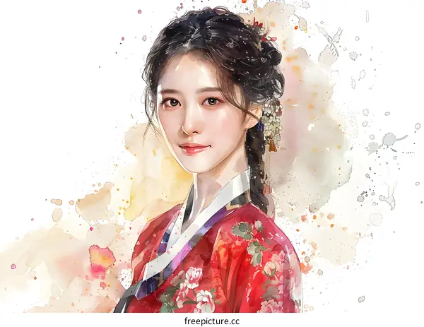 A beautiful Korean woman in traditional dress