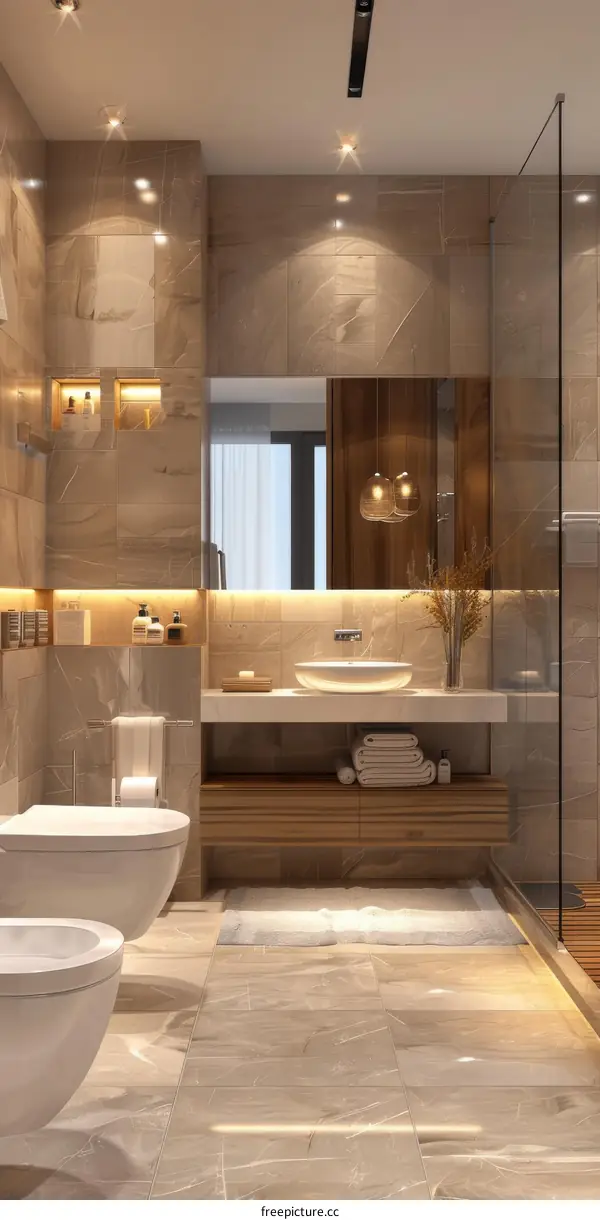 Modern Luxury Bathroom Design with Natural Stone