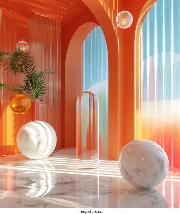 Abstract Interior Design with Geometric Shapes