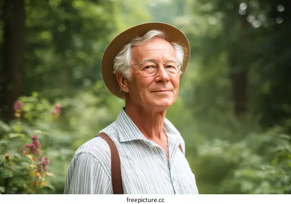 Portrait of a Smiling Senior Man in a Forest