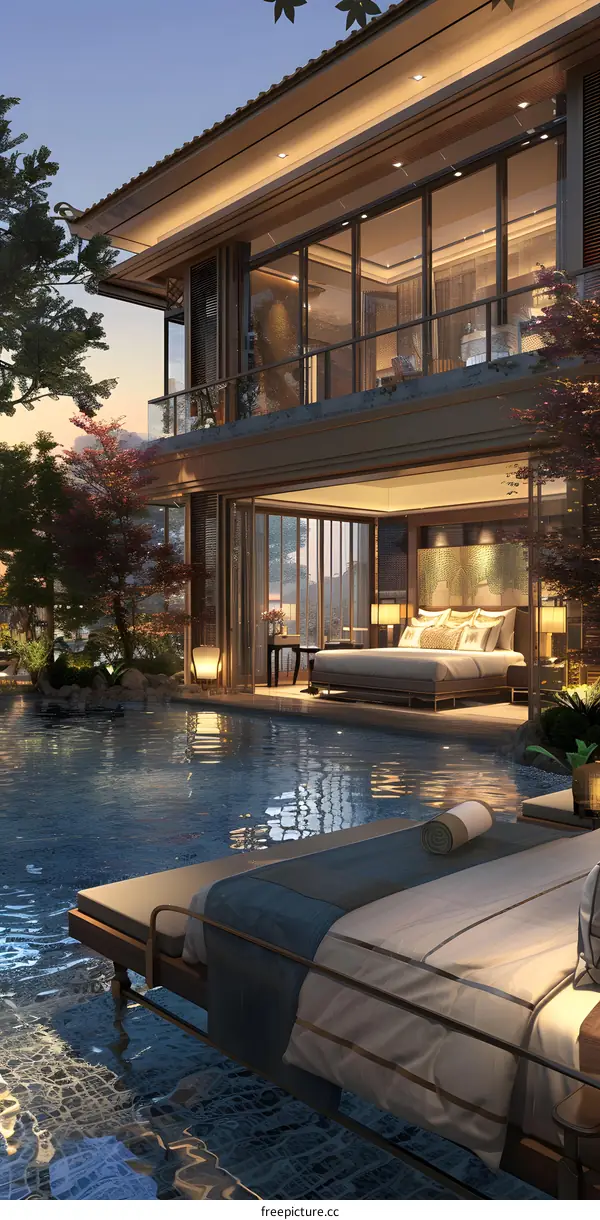 A villa in the middle of the water