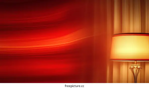 Red Abstract Interior with Lamp