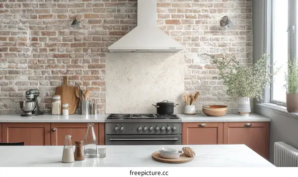 Rustic Kitchen with Brick Wall