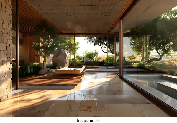 Modern Minimalist Architecture with Zen Garden Design